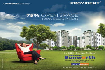 Book ready to move-in  2 & 3 BHK @ Rs. 45 Lacs at Provident Sunworth in Bangalore